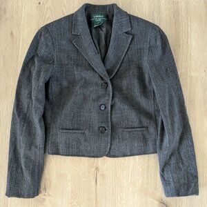 Lauren Ralph Lauren Blazer Women Wool Blend Gray Jacket Work Blazer Size 4P